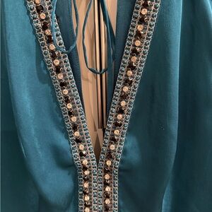Bebe 

Teal Embellished V-Neck Top